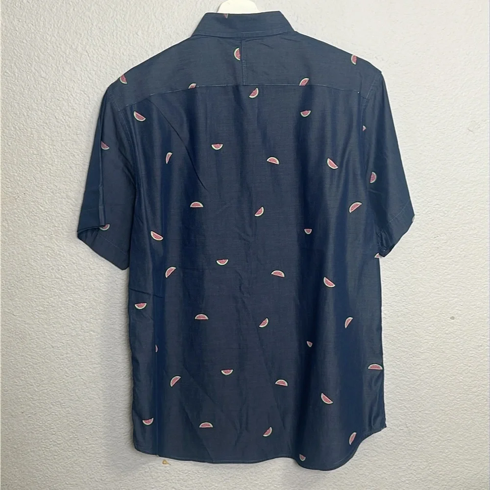 Banana Republic Luxe Poplin Shirt Slim Fit Short Sleeve Button‎ Down Mens Large
